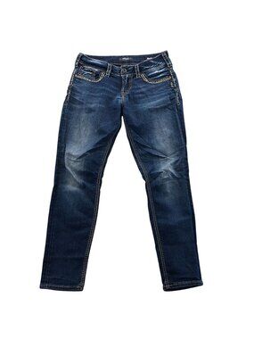 Silver Jeans Women's Suki Mid Skinny Jeans 29x29 Blue Denim Stretch Classic